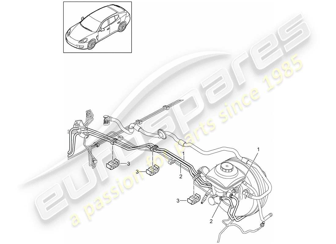 porsche 2015 (panamera 970) brake line front end part diagram
