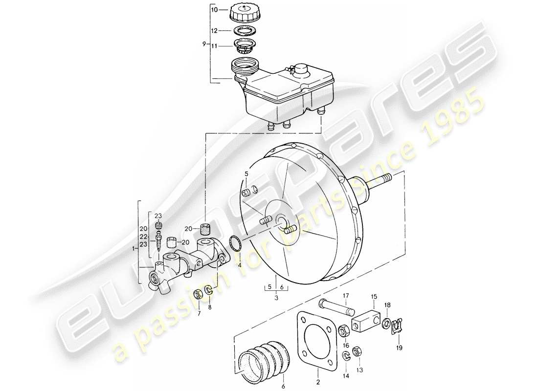 porsche 1995 (928) brake master cylinder - brake booster parts diagram