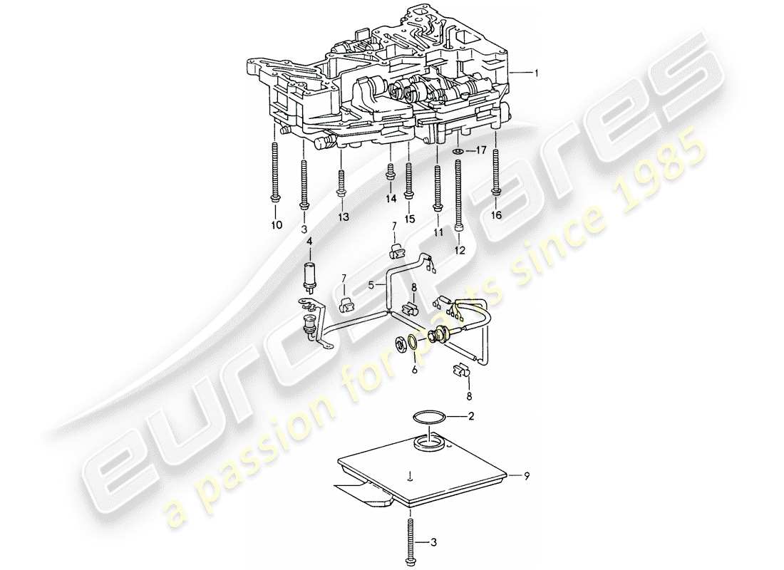 porsche 1994 (993) tiptronic - oil strainer - inductive sender - fasteners - for - switch unit parts diagram