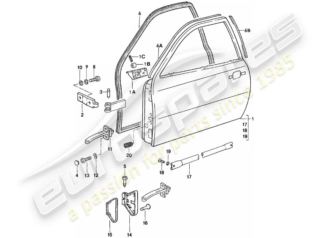 porsche 1980 (924) door parts diagram