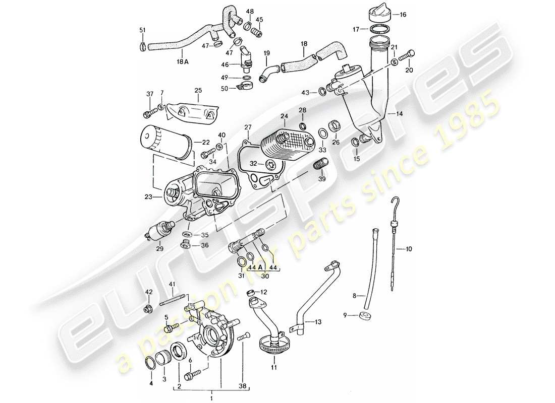 porsche 1988 (924s) engine lubrication part diagram