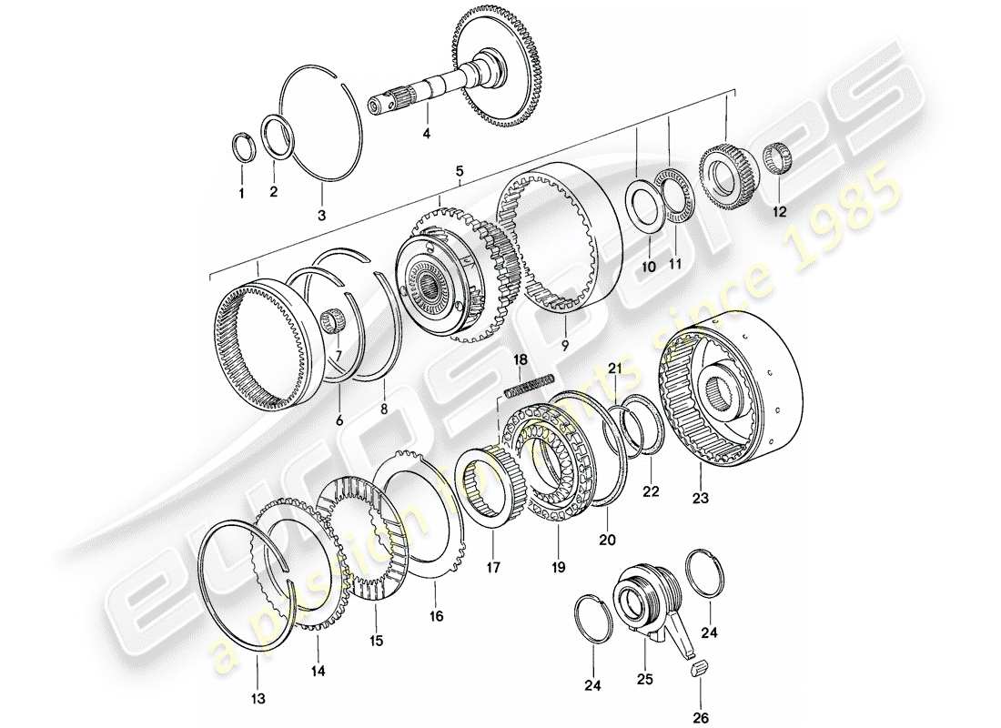 porsche 1979 (928) gears and shafts - 1 - automatic transmission parts diagram