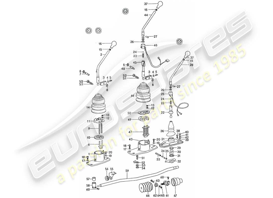 porsche 1977 (911) transmission control part diagram