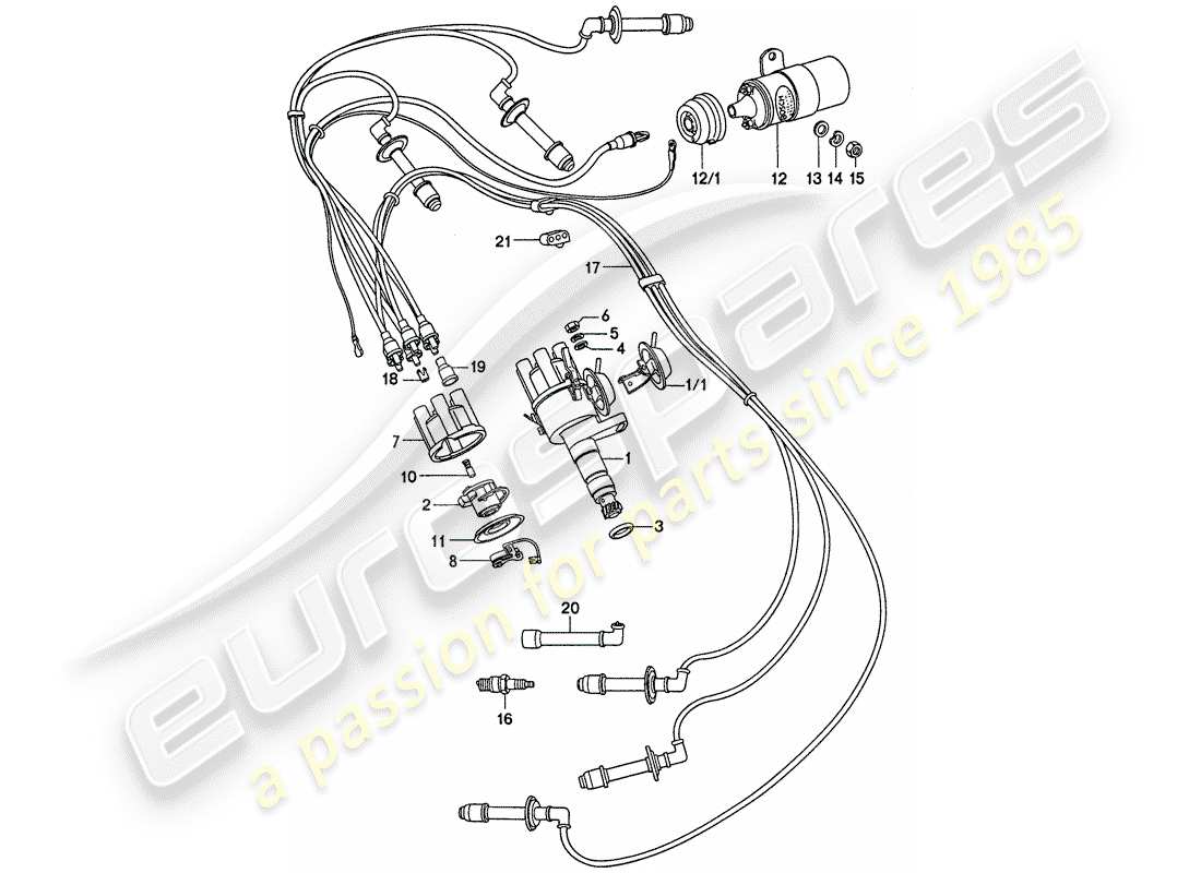 porsche 911 (1975) engine electrics part diagram