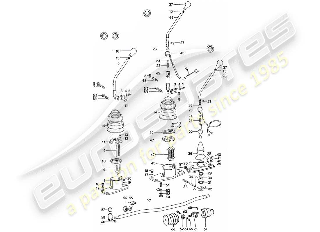 porsche 911 (1975) transmission control part diagram