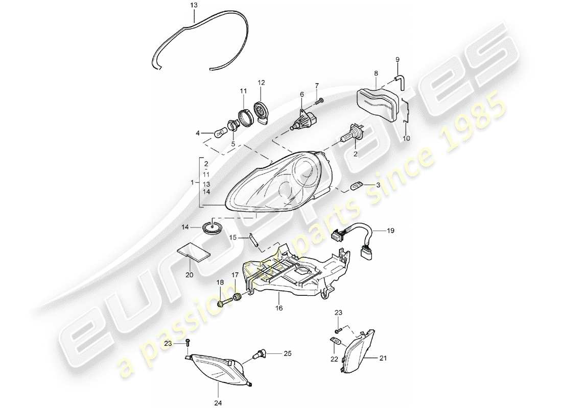porsche 2006 (cayenne e1 9pa) headlights turn signal repeater fog lights part diagram