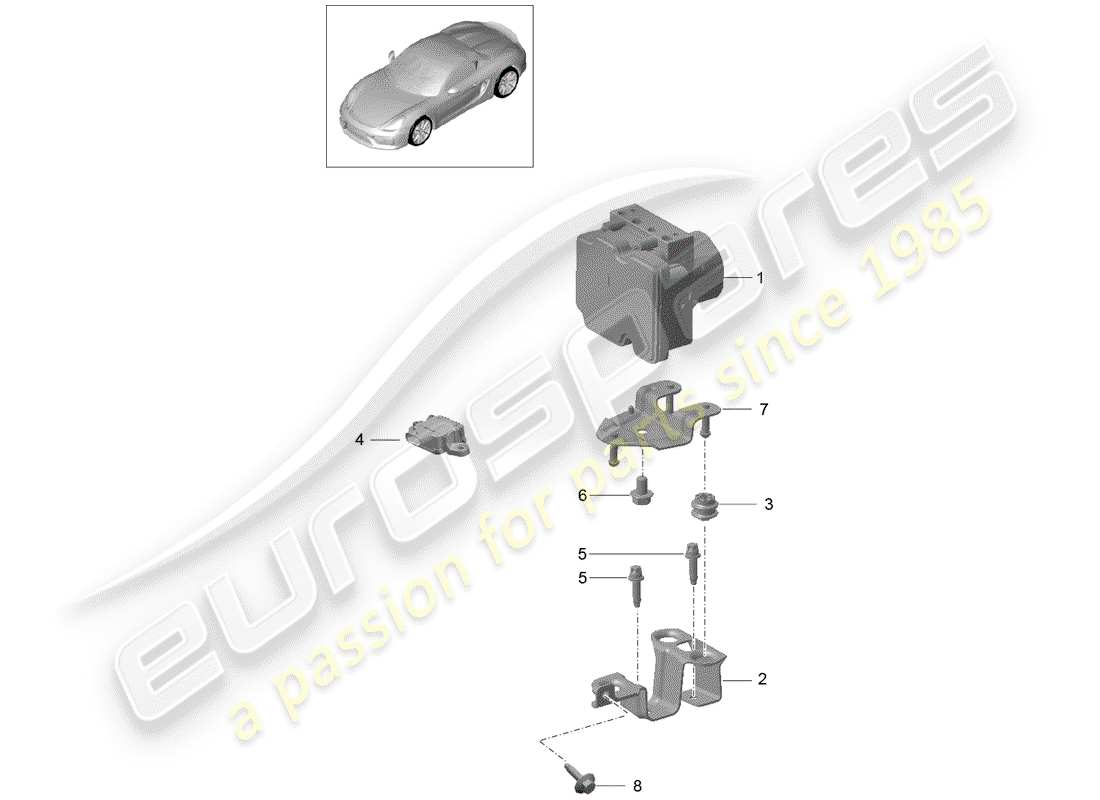porsche 2016 (981 boxster spyder) hydraulic unit anti-locking brake syst. -abs- parts diagram