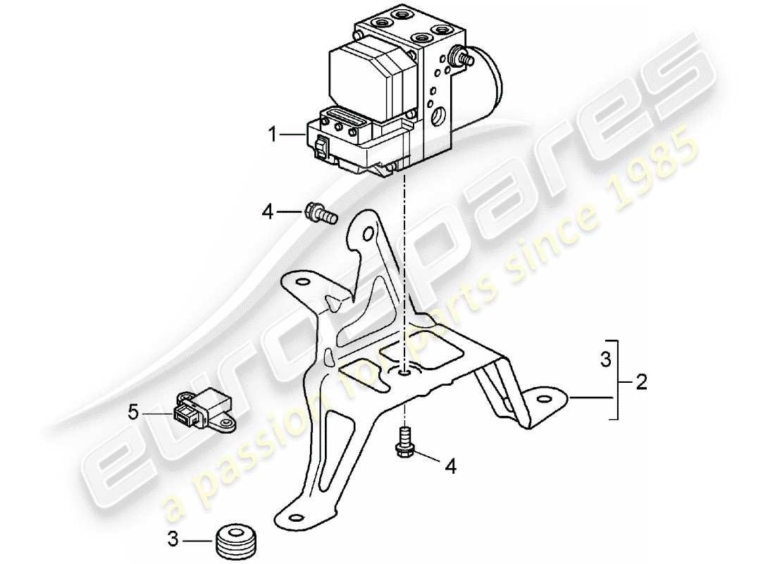 porsche 2001 (996 turbo / gt2) hydraulic unit - anti-locking brake syst. -abs- - control part diagram