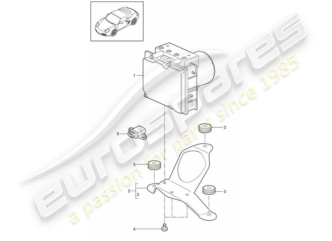 porsche 2011 (987 boxster) hydraulic unit anti-locking brake syst. -abs- parts diagram