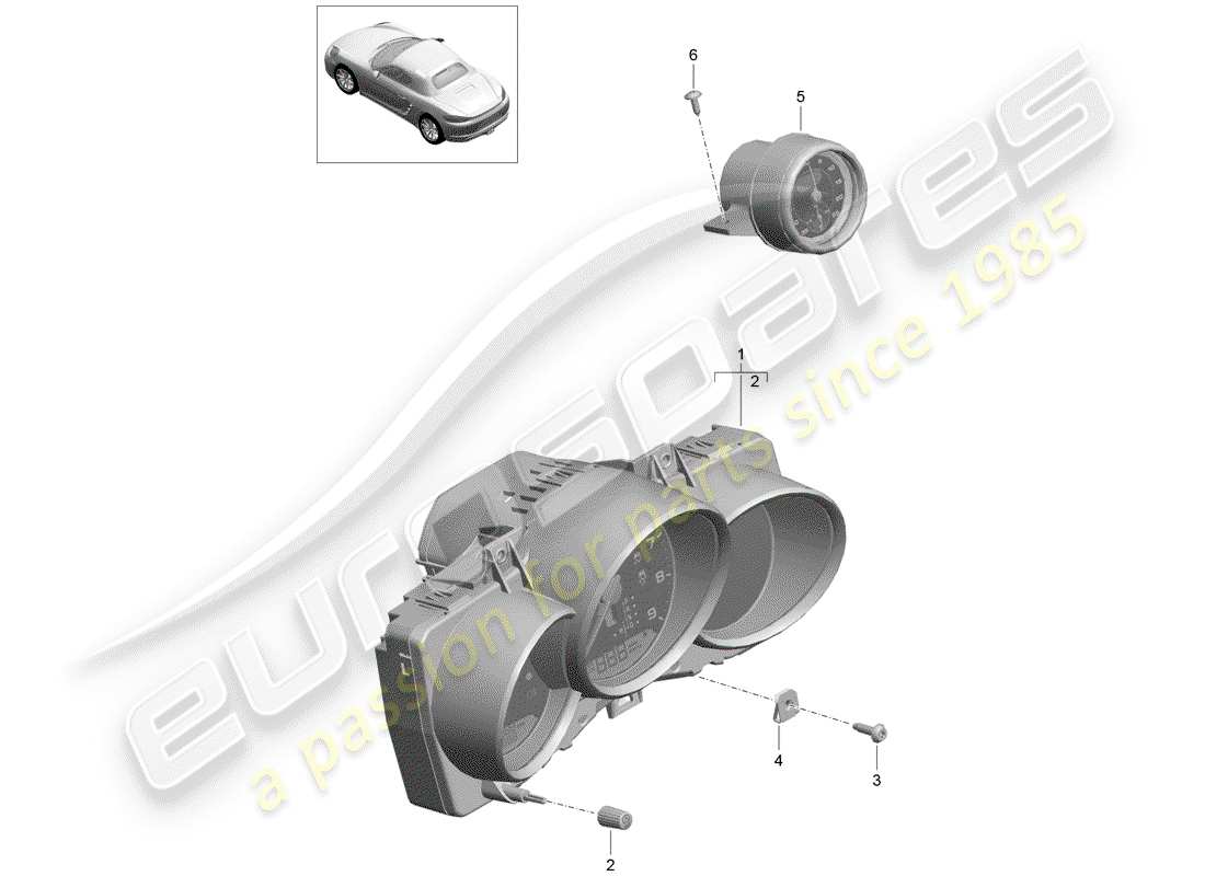 porsche 2020 (718 boxster) combi-instrument stopwatch d >>- 31.05.2020 parts diagram