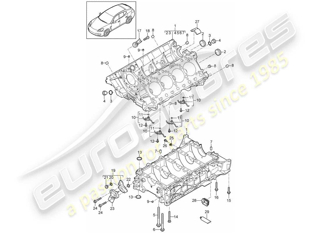 porsche 2014 (panamera 970) crankcase housing individual parts part diagram