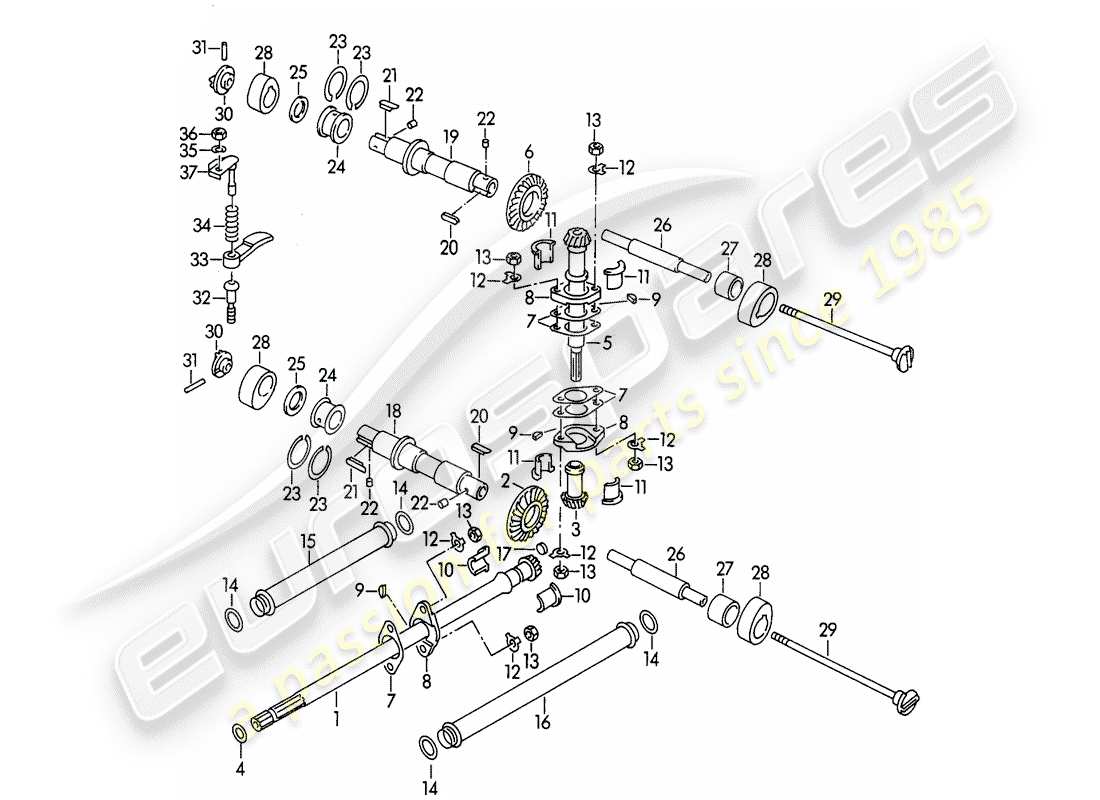 porsche 356/356a (1955) valve control - m 90 501 >> 91 000 part diagram
