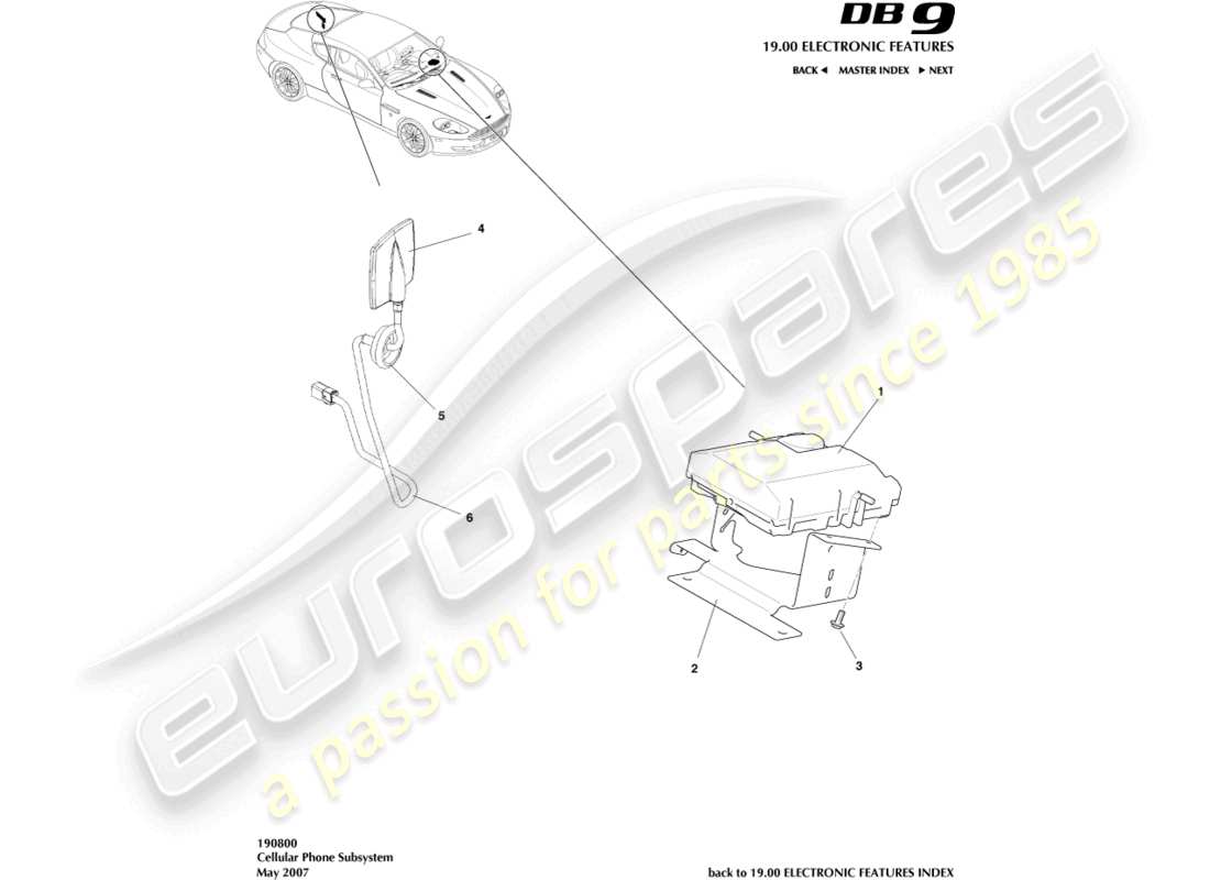 aston martin db9 (2009) cellular phone subsystem parts diagram