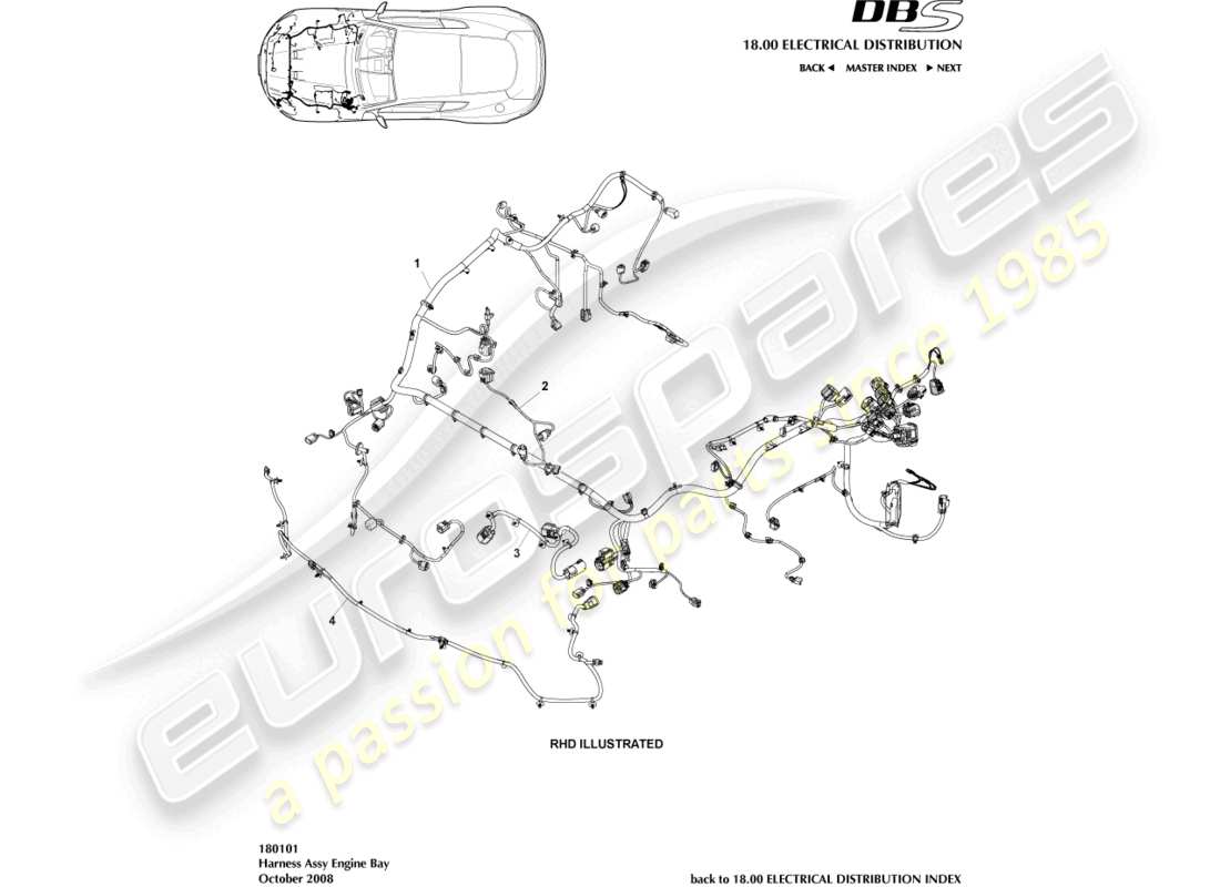aston martin dbs (2011) engine harness part diagram
