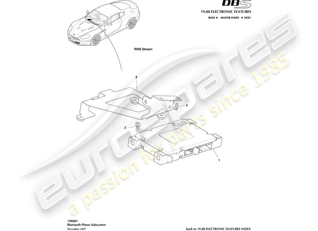 aston martin dbs (2013) bluetooth subsystem part diagram