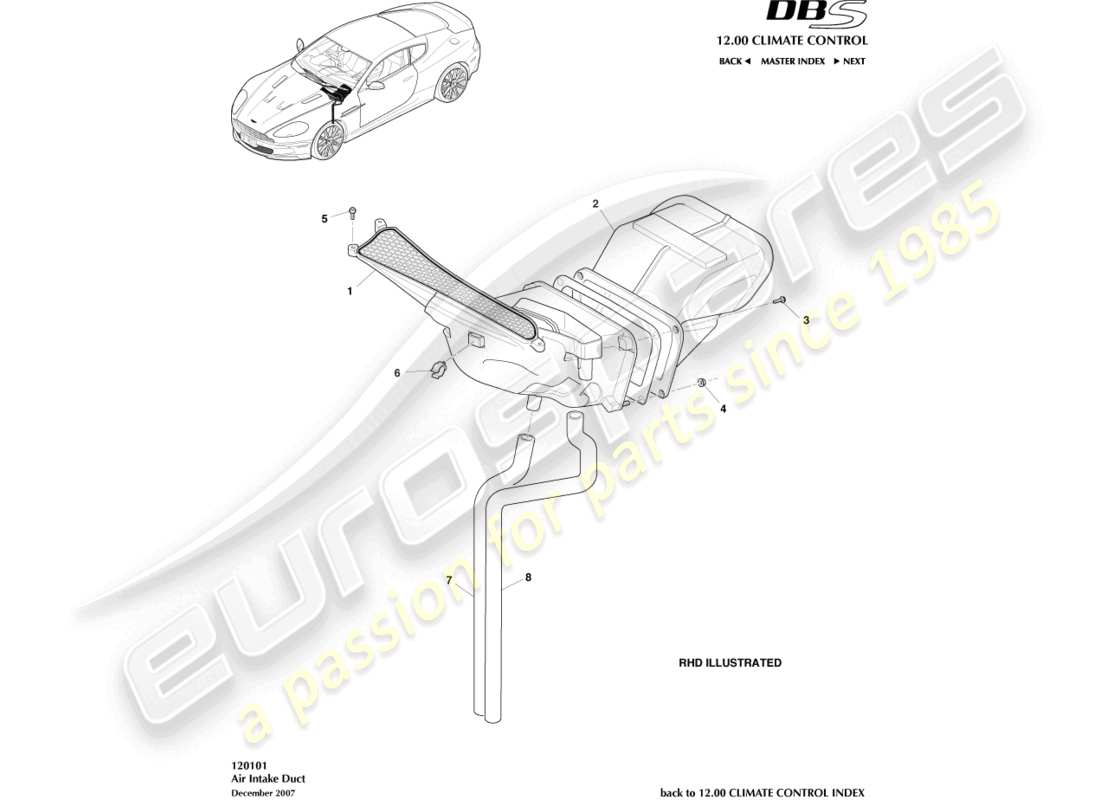 aston martin dbs (2011) air intake ducts part diagram