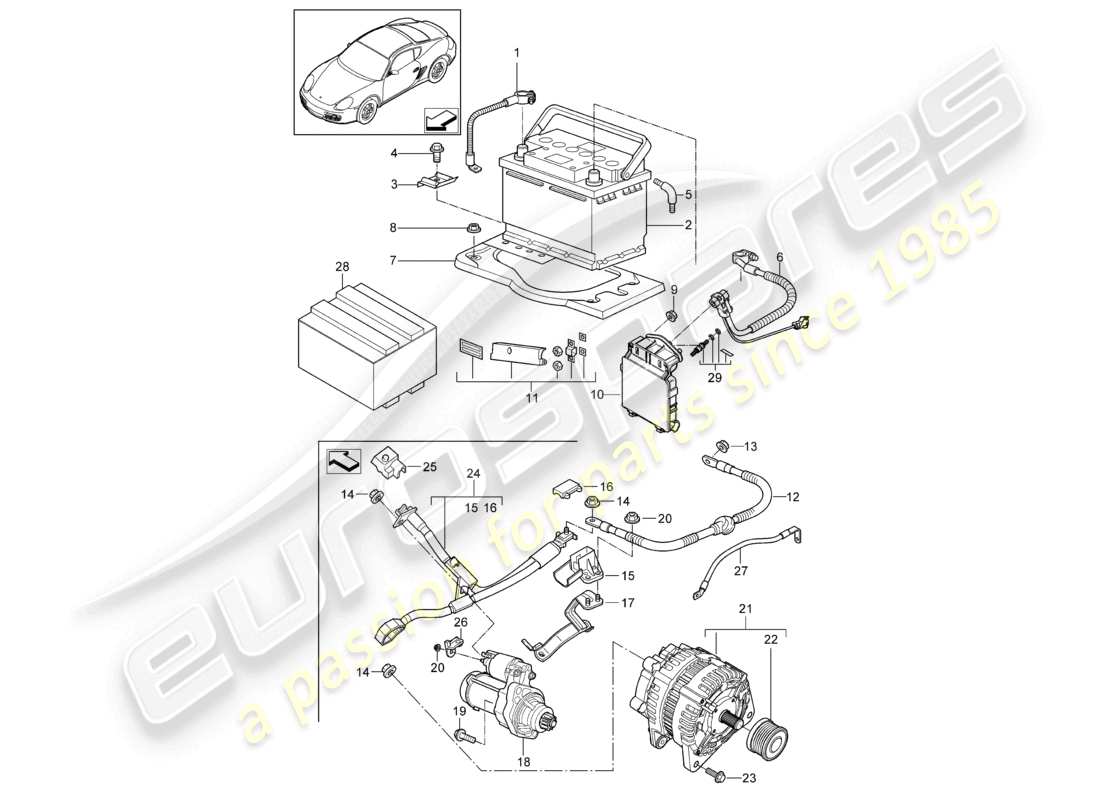 a part diagram from the porsche cayman parts catalogue