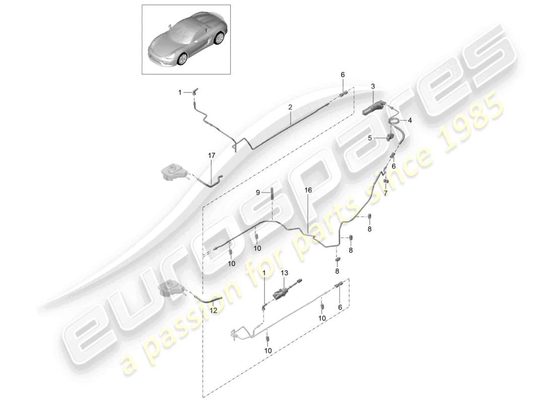 a part diagram from the porsche 2016 (981 boxster spyder) parts catalogue