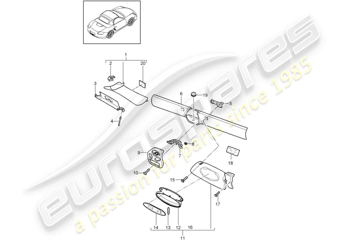 a part diagram from the porsche 2007 (987 boxster) parts catalogue