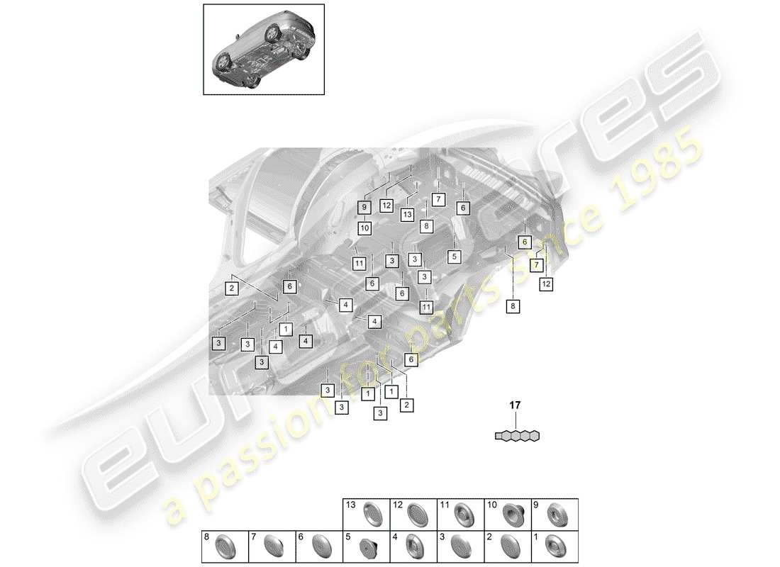 a part diagram from the porsche 2020 (cayenne e3 9ya/9yb) parts catalogue