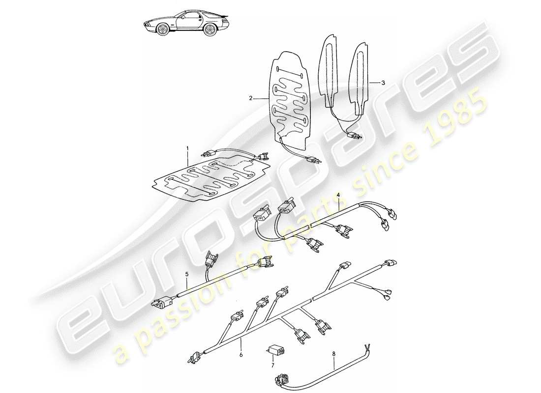 a part diagram from the porsche 1995 (seats for 944/968/911/928) parts catalogue
