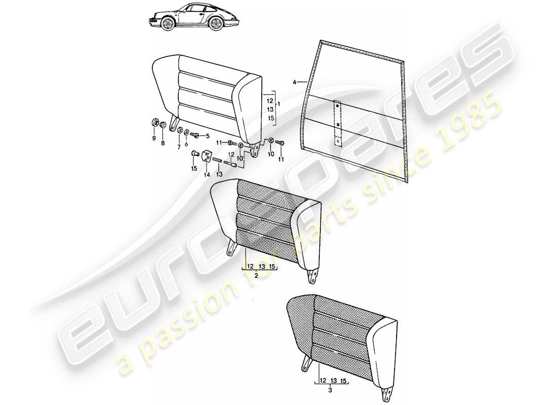 a part diagram from the porsche accessories and tequipment parts catalogue