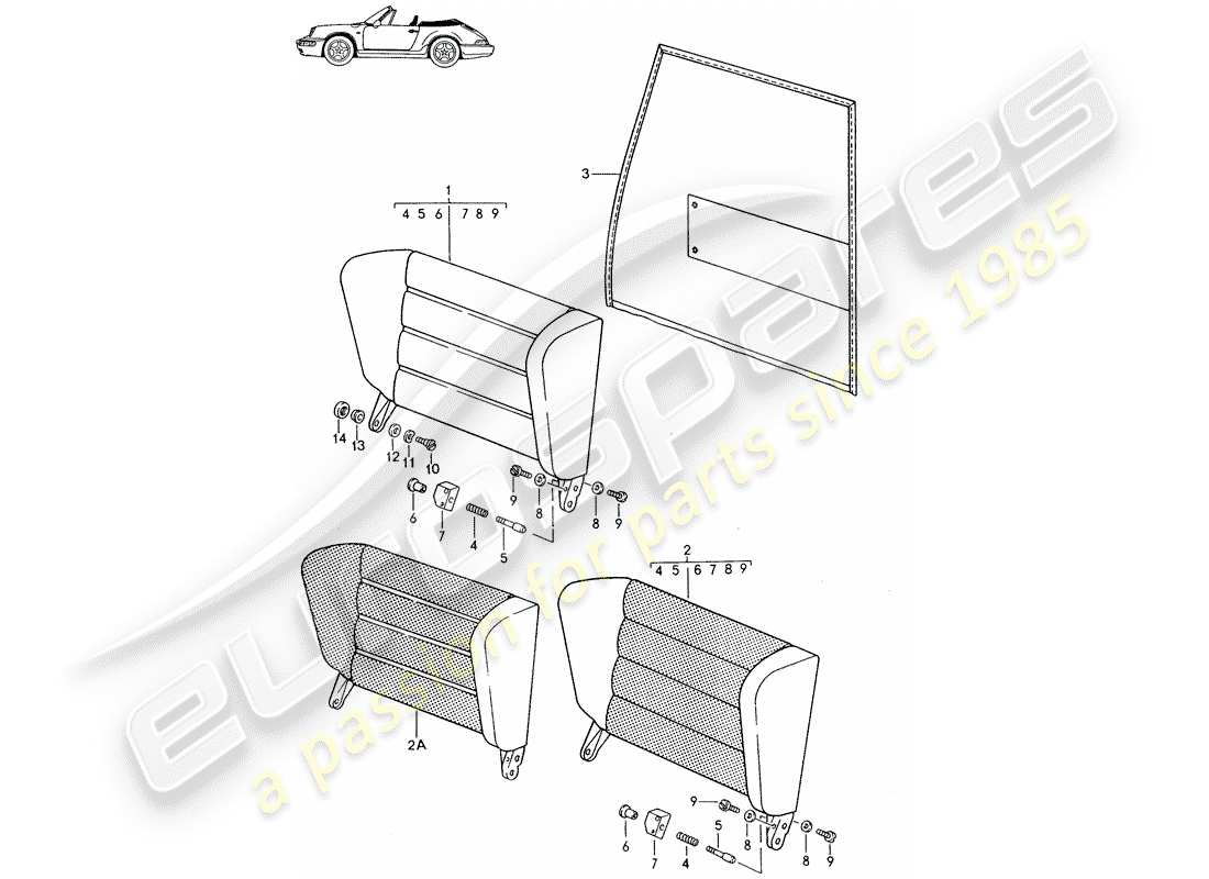 a part diagram from the porsche 1994 (seats for 944/968/911/928) parts catalogue