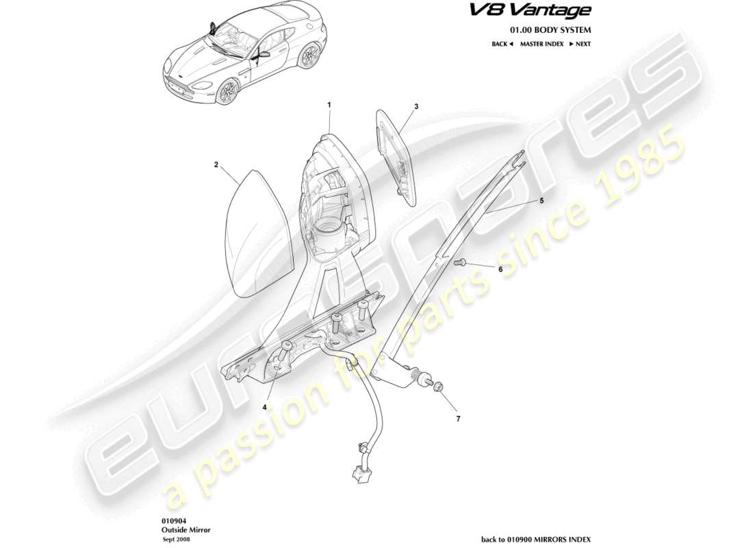 a part diagram from the aston martin v8 vantage parts catalogue