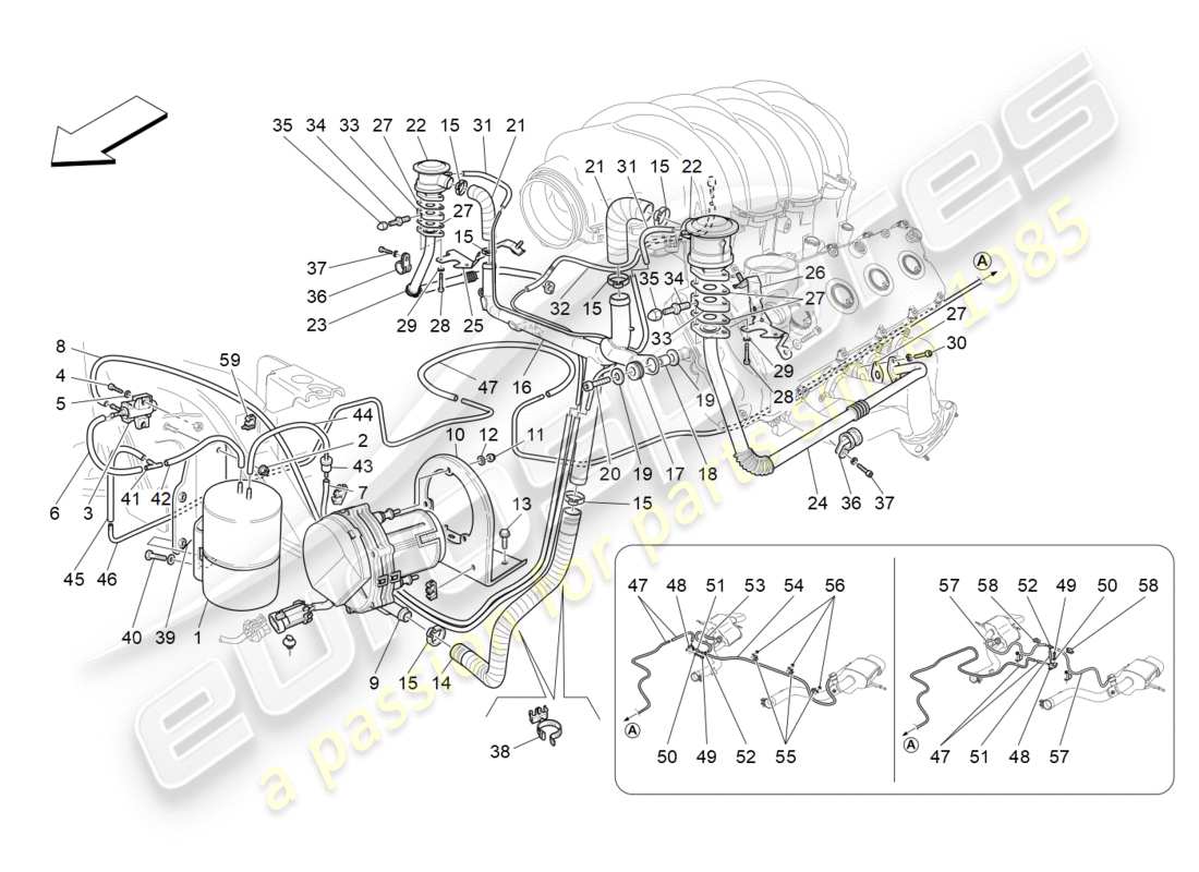 a part diagram from the maserati granturismo parts catalogue