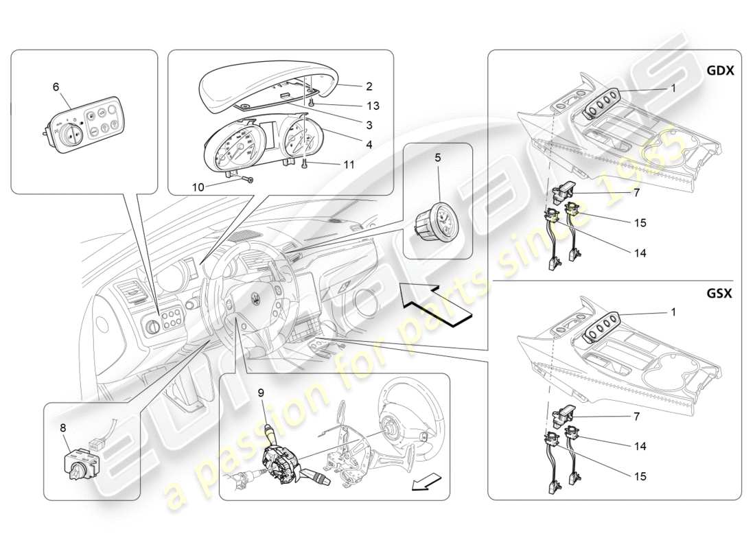 a part diagram from the maserati granturismo s (2020) parts catalogue