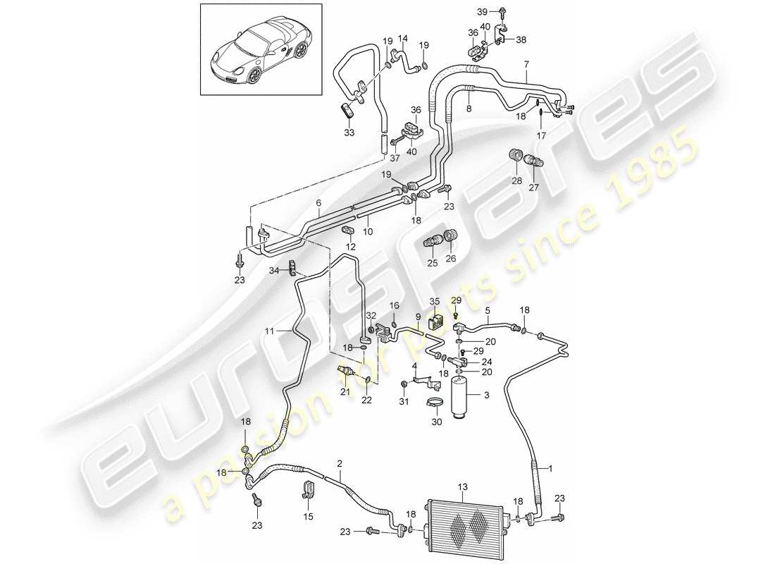 porsche 2012 (987 boxster) refrigerant circuit parts diagram