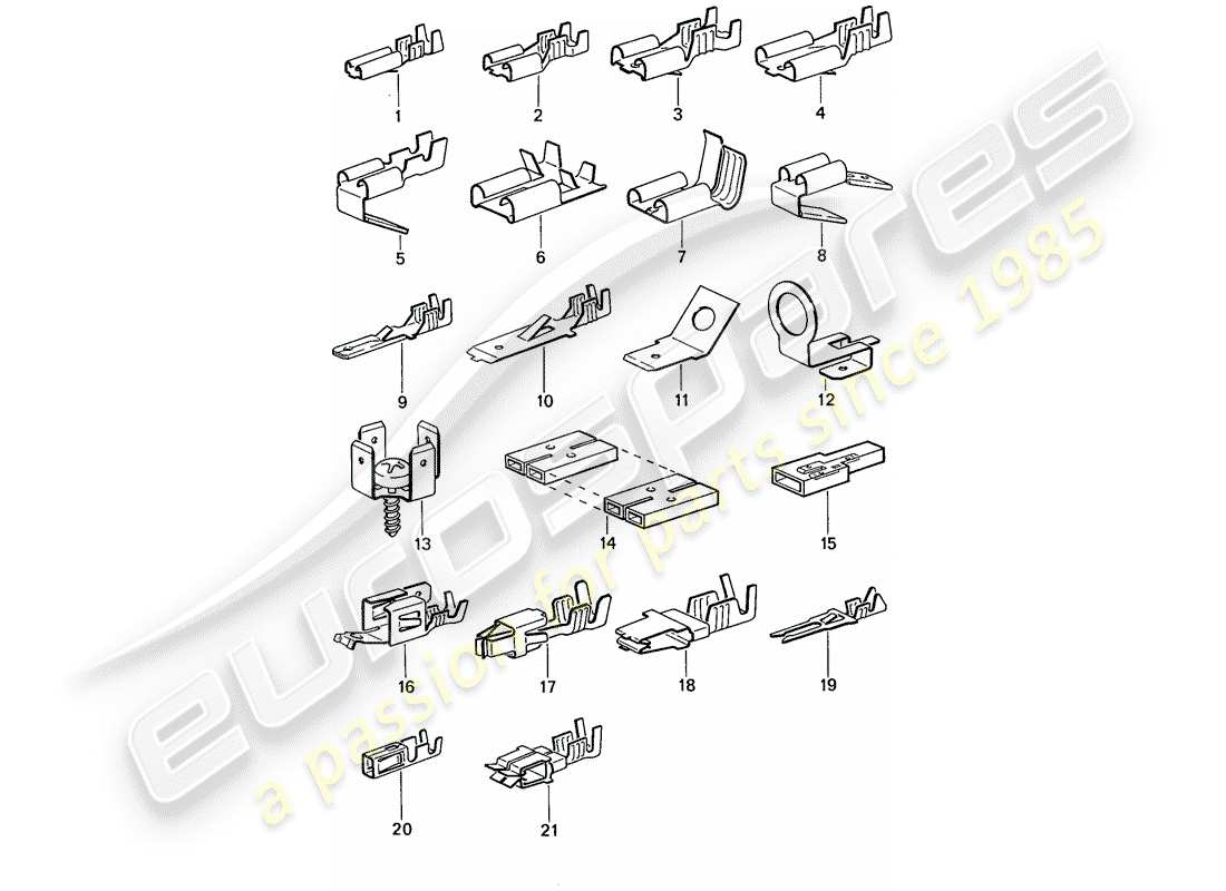 porsche 1991 (944) male blade terminal - push-on connector part diagram