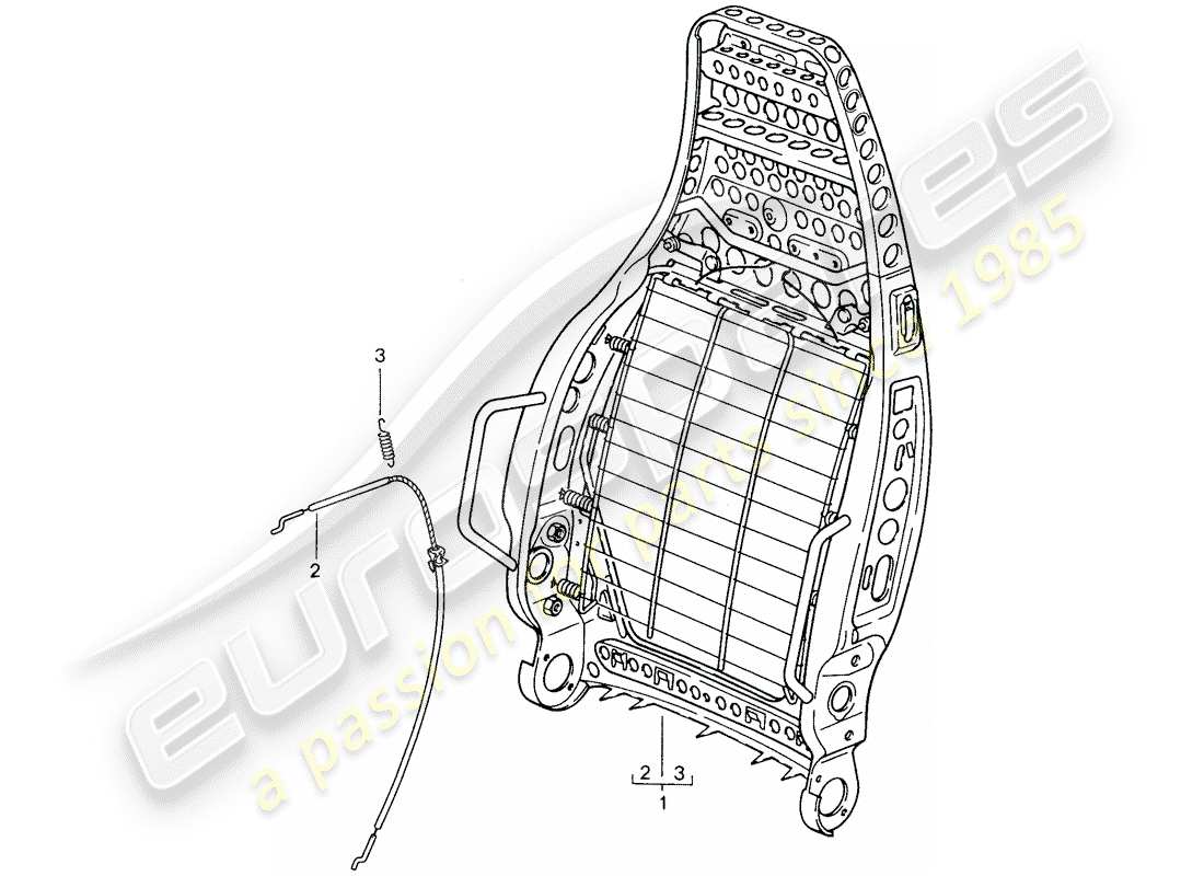porsche 1988 (959) sports seat - backrest frame parts diagram