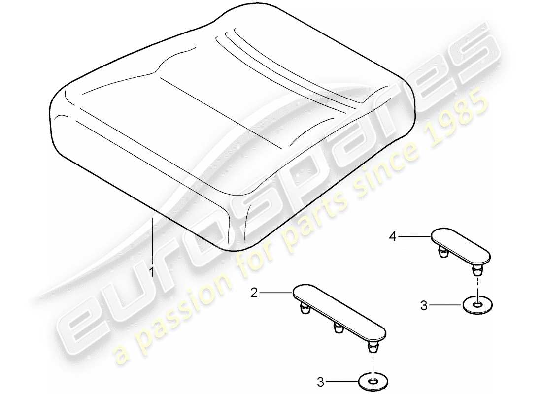 porsche 2008 (997-1) back seat cushion parts diagram