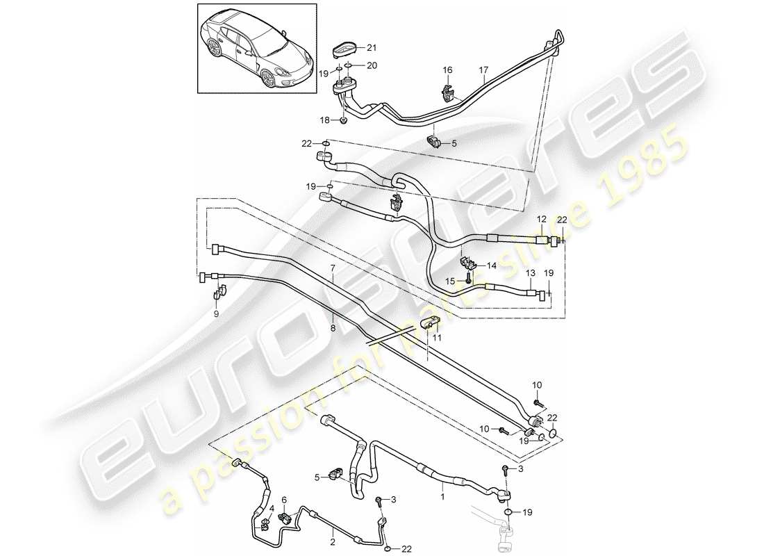 porsche 2016 (panamera 970) refrigerant line hybrid wheel housing and underbody parts diagram
