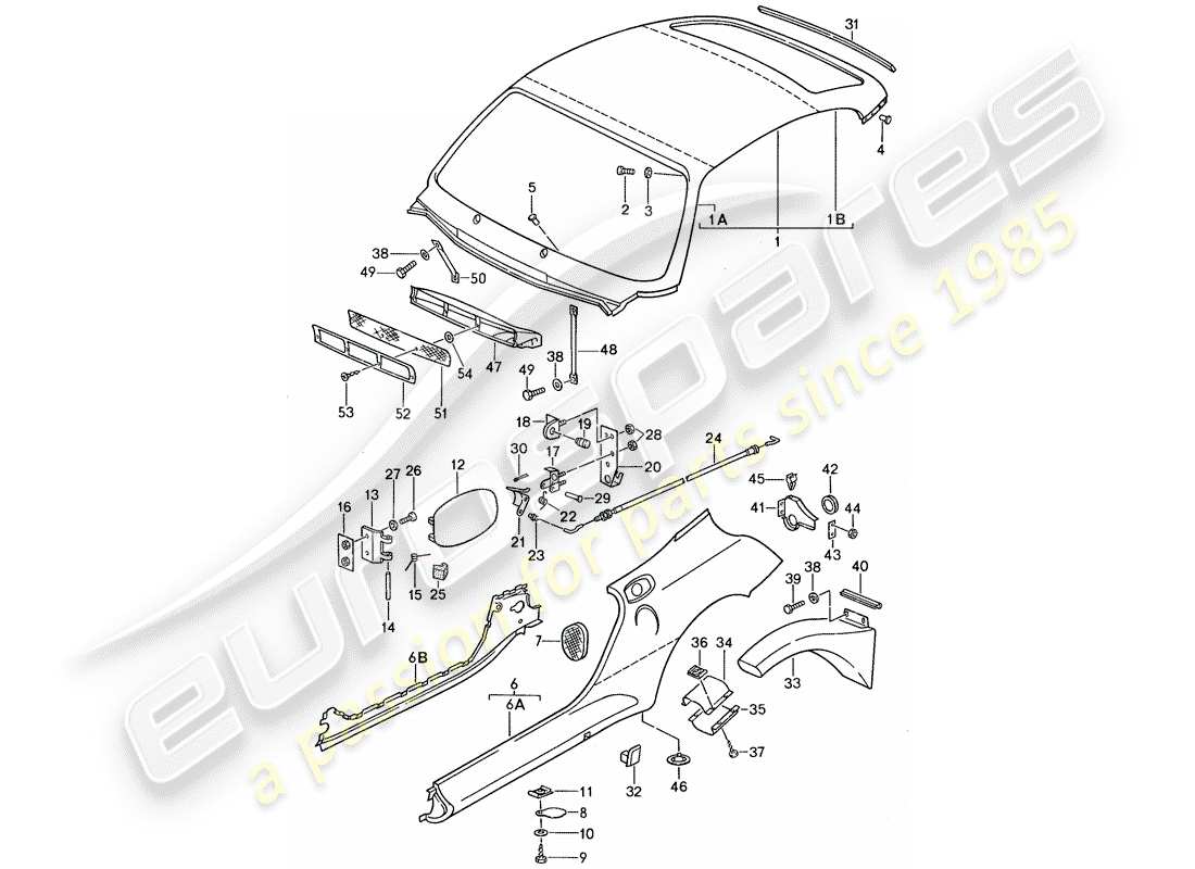 porsche 1987 (959) exterior panelling parts diagram