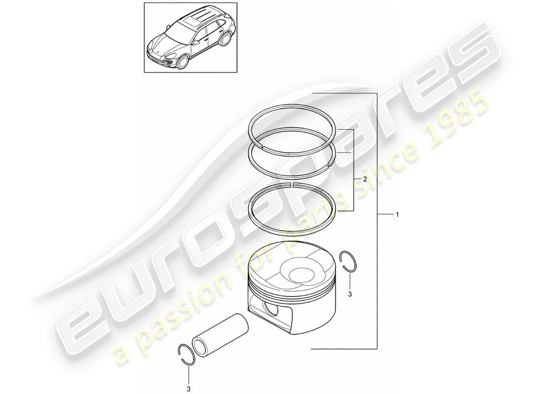 porsche 2013 (cayenne e2 92a) piston piston ring part diagram