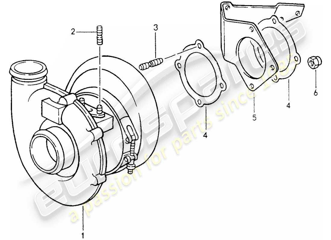 porsche 1994 (964) exhaust gas turbocharger parts diagram