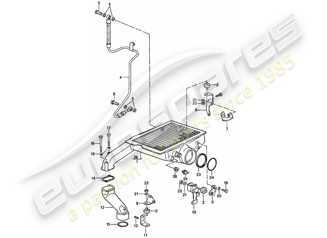 porsche 1985 (924) charge air cooler parts diagram