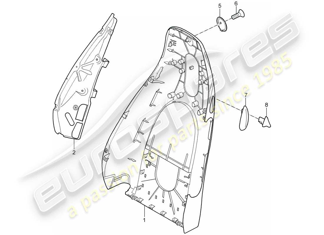 porsche cayman 987 (2007) backrest shell parts diagram