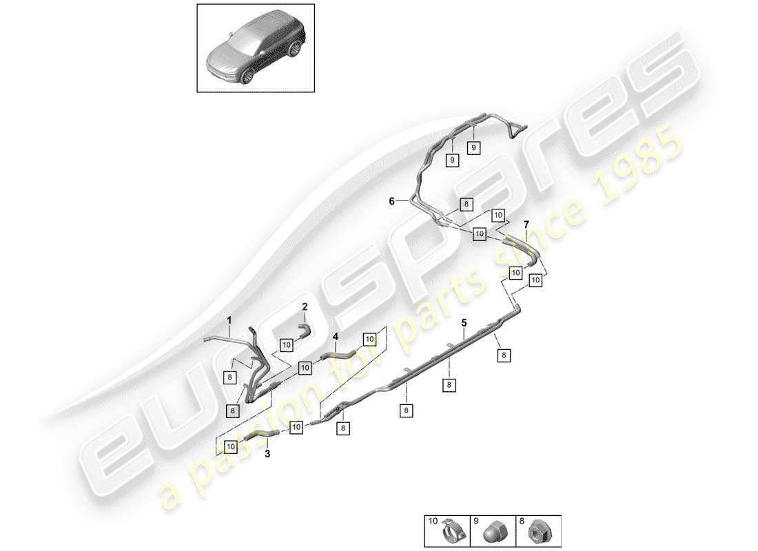 porsche 2018 (cayenne e3 9ya/9yb) heater underbody low-temperature circuit for vehicles with hybrid drive parts diagram