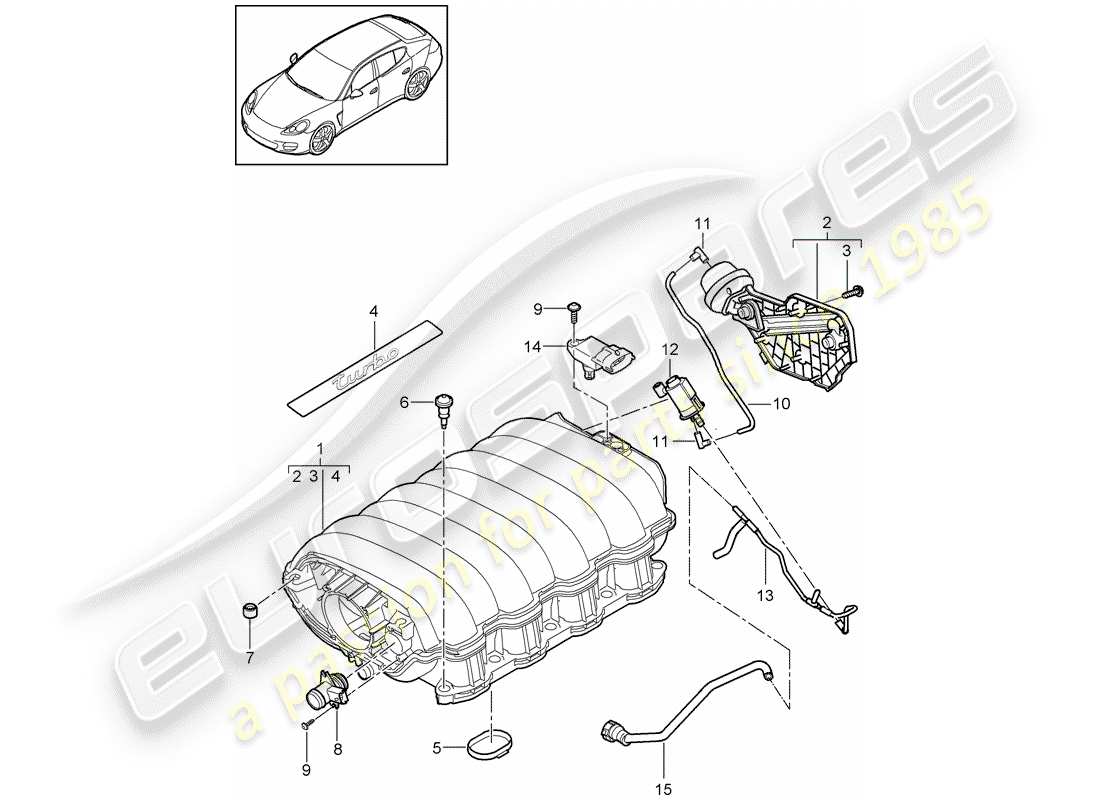 porsche 2010 (panamera 970) intake air distributor part diagram