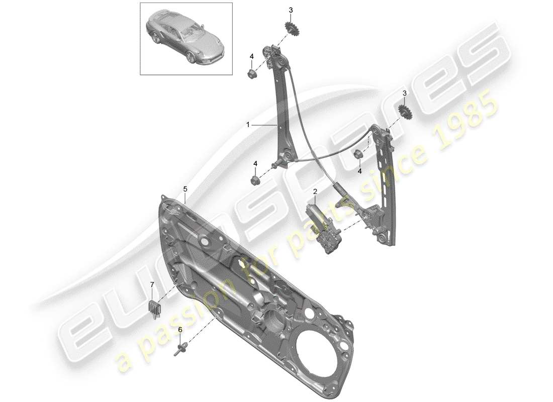 porsche 2016 (991-1 turbo) window regulator d - mj 2017>> part diagram