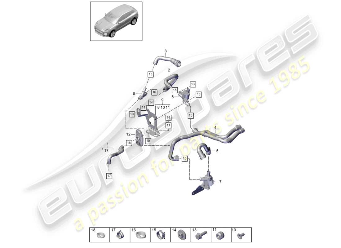 porsche 2019 (macan) heater v6 2,9l turbo water box lhd part diagram
