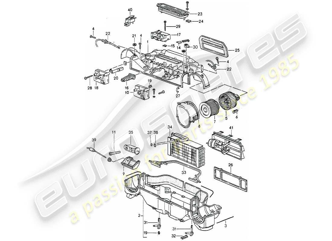 porsche 1996 (993) heater - air conditioner - single parts part diagram