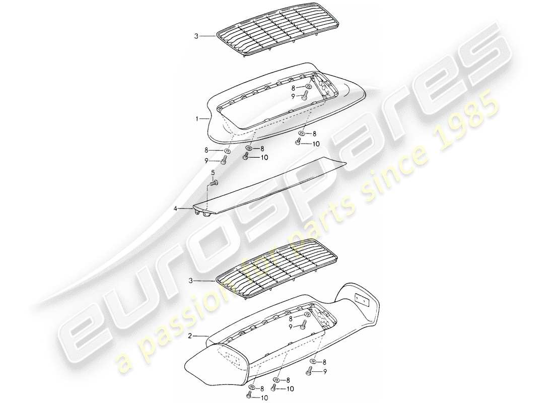 porsche 1995 (993) rear spoiler part diagram