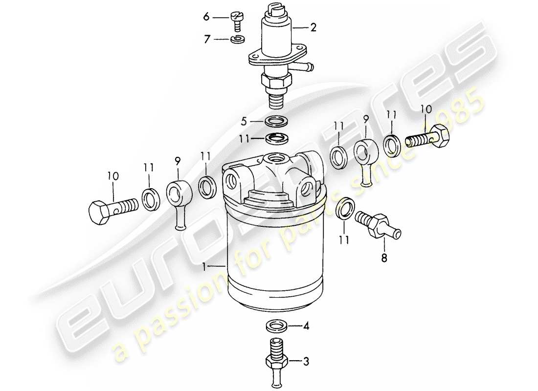 porsche 1966 (911/912) repair material - for - fuel filter - - bosch - - d - mj 1969>> part diagram