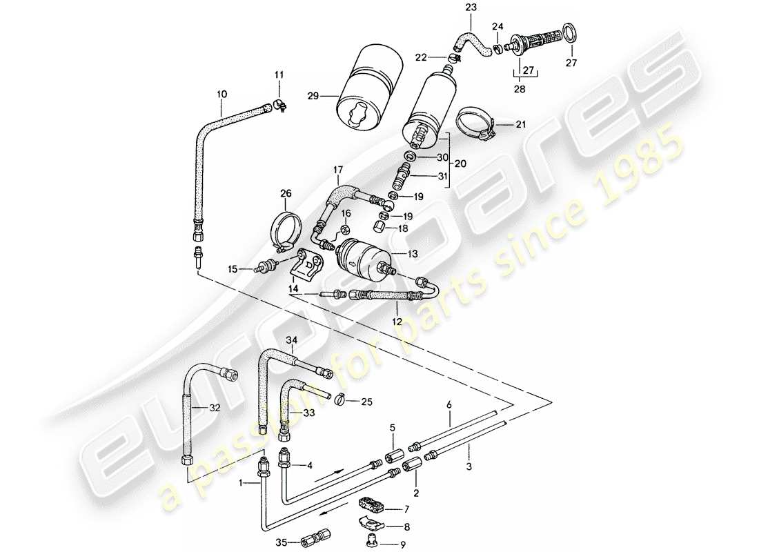porsche 1987 (944) fuel system parts diagram