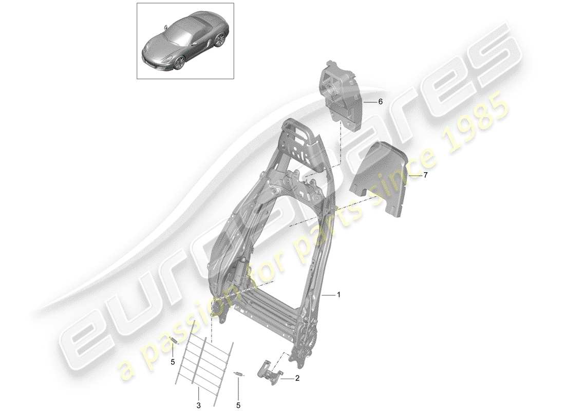 porsche 2016 (981 boxster) backrest frame sports seat plus accessories d - mj 2012>> parts diagram