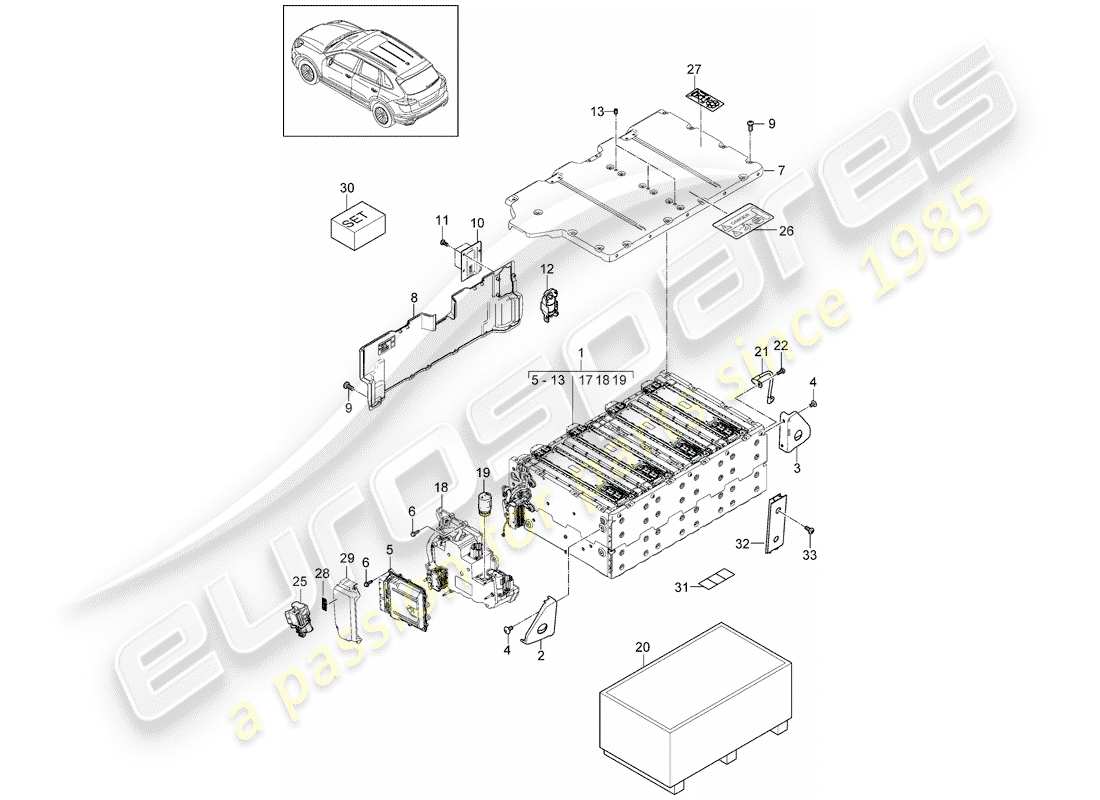 porsche 2012 (cayenne e2 92a) hybrid battery d - mj 2015>> part diagram